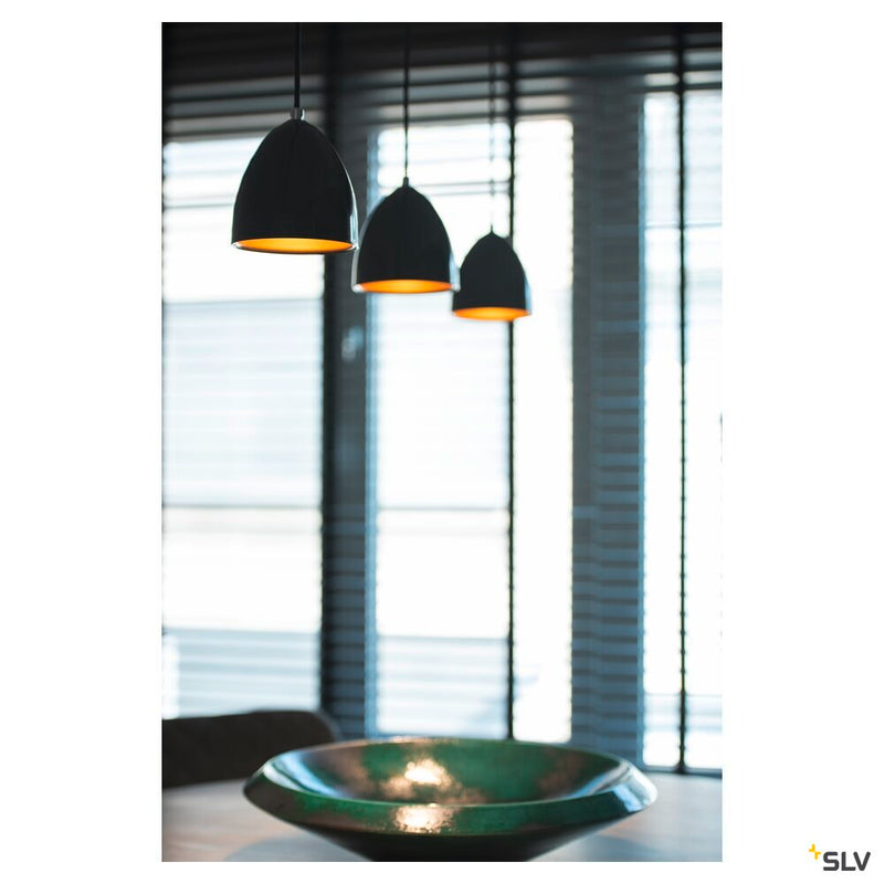 PARA CONE 14 pendant, LED GU10 51 mm, round, black / gold, Ø/H 13.3/14, incl. 1-phase adapter, black