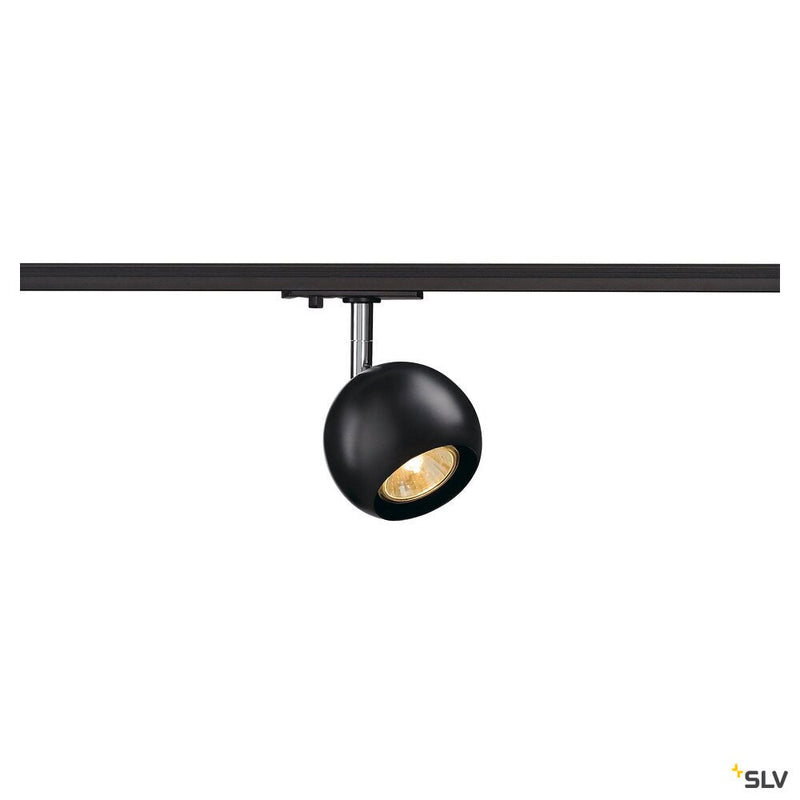 LIGHT EYE spot for 240V 1-phase track, QPAR51, black / chrome, max. 50W, incl. 1-phase adapter, black