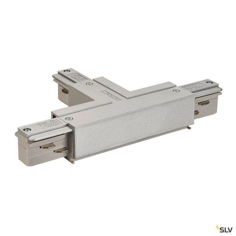 EUTRAC T-connector, with feed-in capability, inner earth, left , silver-grey