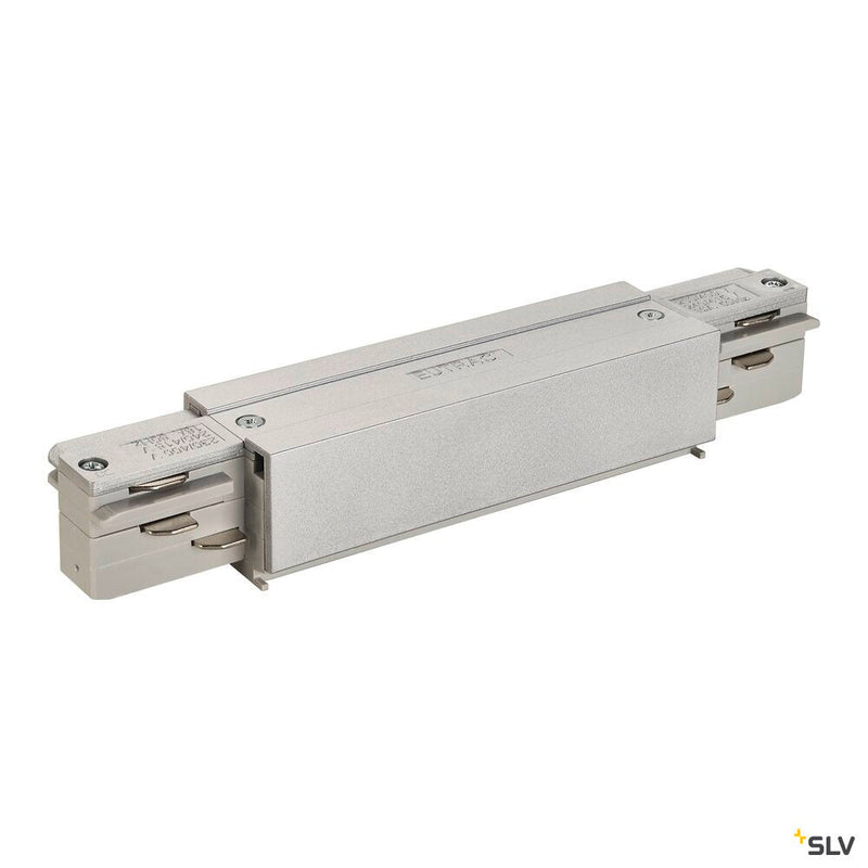 EUTRAC longitudinal connector, with feed-in capability, silver-grey