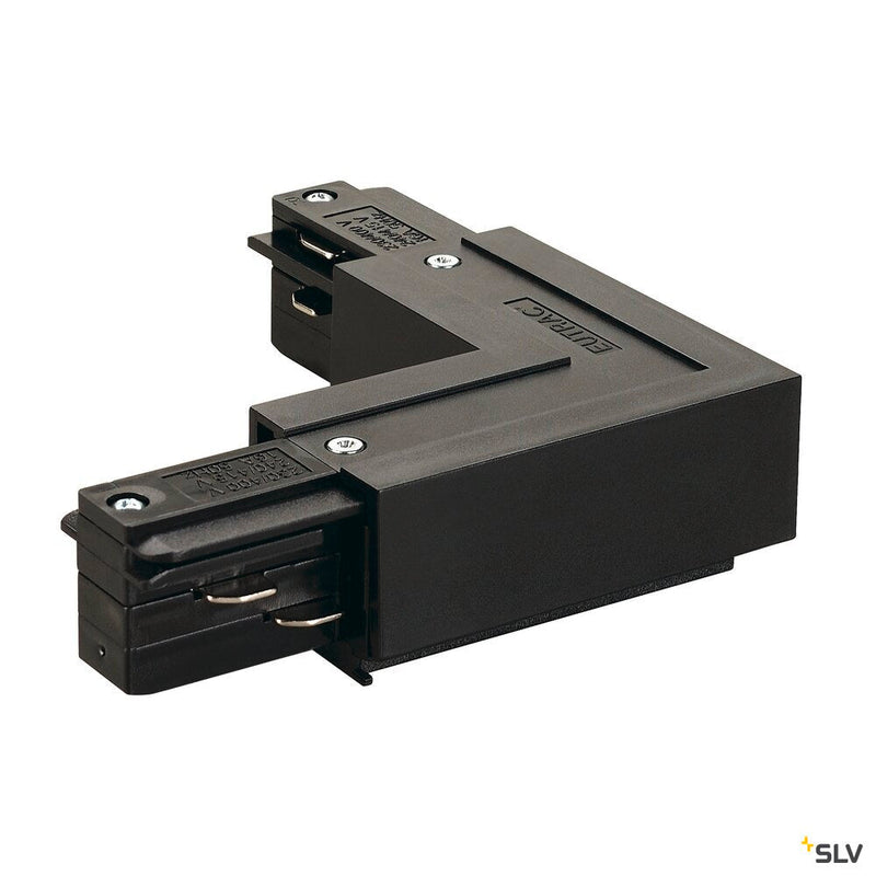 EUTRAC L-connector, with feed-in capability, inner earth, black