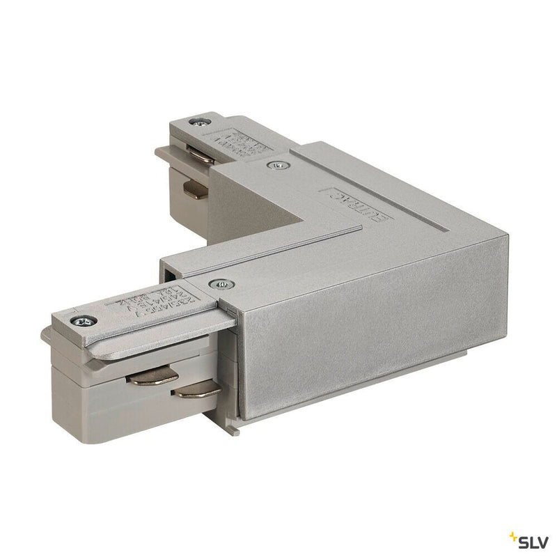 EUTRAC L-connector, with feed-in capability, inner earth, silver-grey