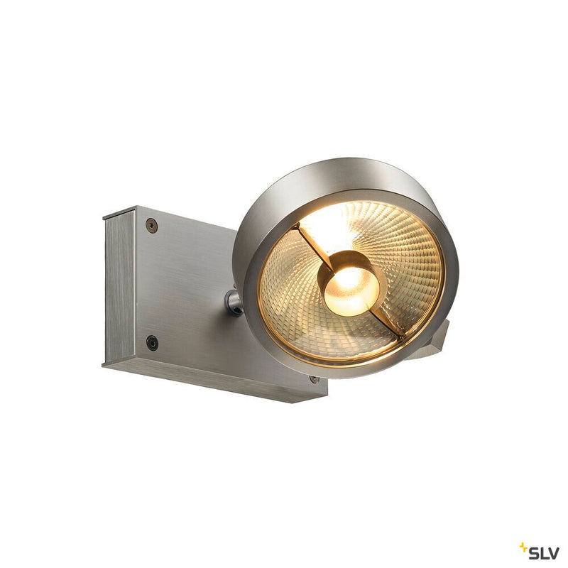 KALU, wall and ceiling light, single-headed, QPAR111, round, brushed aluminium, max. 75 W