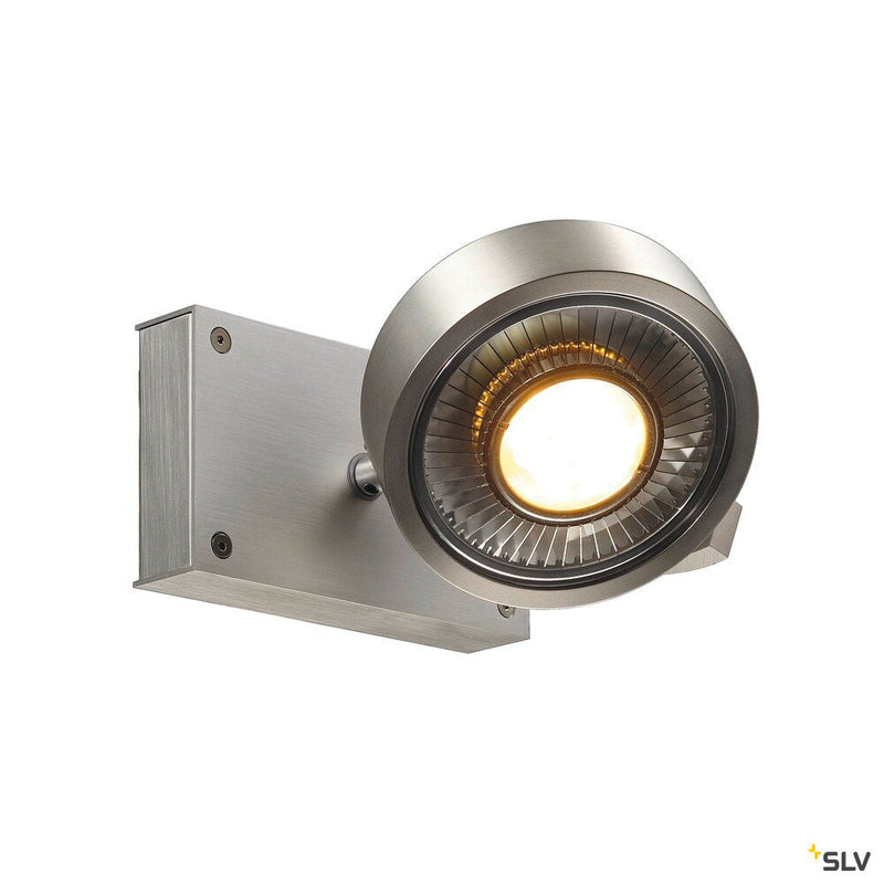 KALU, wall and ceiling light, single-headed, QPAR111, round, brushed aluminium, max. 75 W