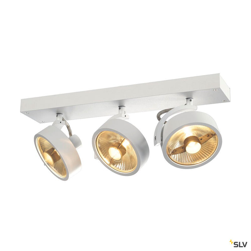 KALU wall and ceiling light, triple-headed, QPAR111, round, matt white, max. 225 W