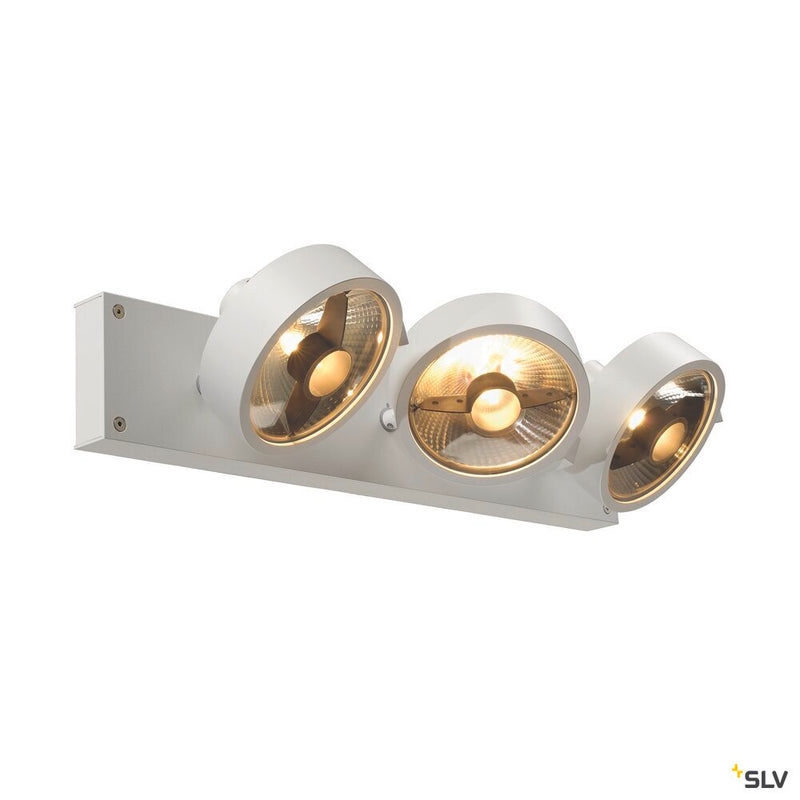 KALU wall and ceiling light, triple-headed, QPAR111, round, matt white, max. 225 W