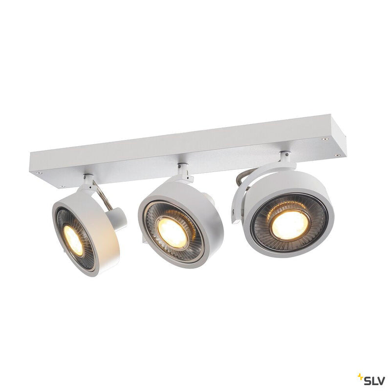 KALU wall and ceiling light, triple-headed, QPAR111, round, matt white, max. 225 W