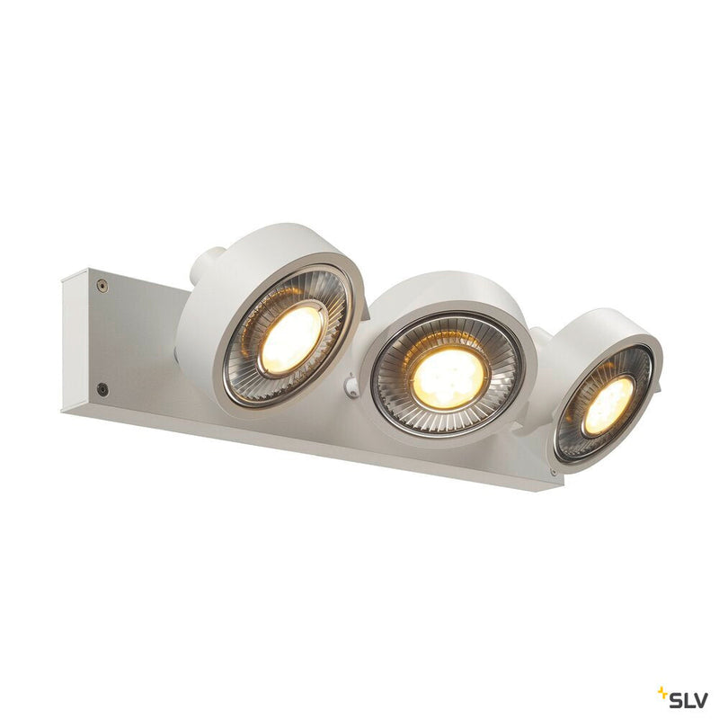 KALU wall and ceiling light, triple-headed, QPAR111, round, matt white, max. 225 W