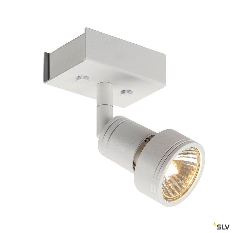 PURI 1 wall and ceiling light, single-headed, QPAR51, matt white, max. 50W, with deco ring