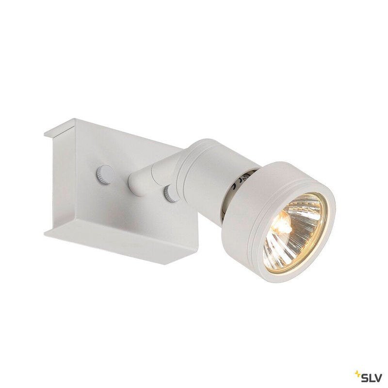 PURI 1 wall and ceiling light, single-headed, QPAR51, matt white, max. 50W, with deco ring