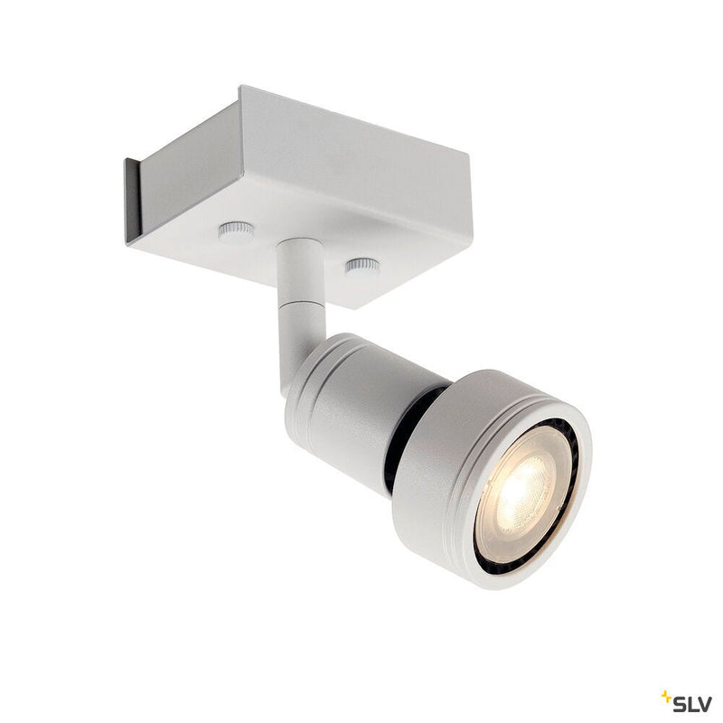 PURI 1 wall and ceiling light, single-headed, QPAR51, matt white, max. 50W, with deco ring