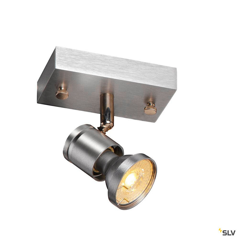 ASTO 1 wall and ceiling light, single-headed, QPAR51, brushed aluminium, max. 75 W