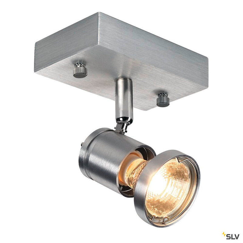 ASTO 1 wall and ceiling light, single-headed, QPAR51, brushed aluminium, max. 75 W