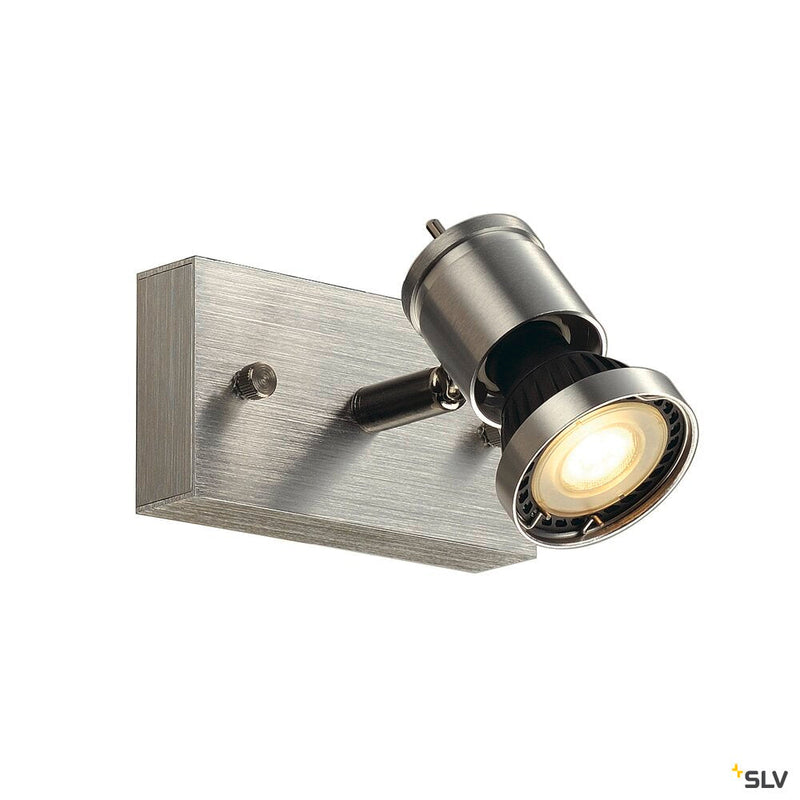 ASTO 1 wall and ceiling light, single-headed, QPAR51, brushed aluminium, max. 75 W