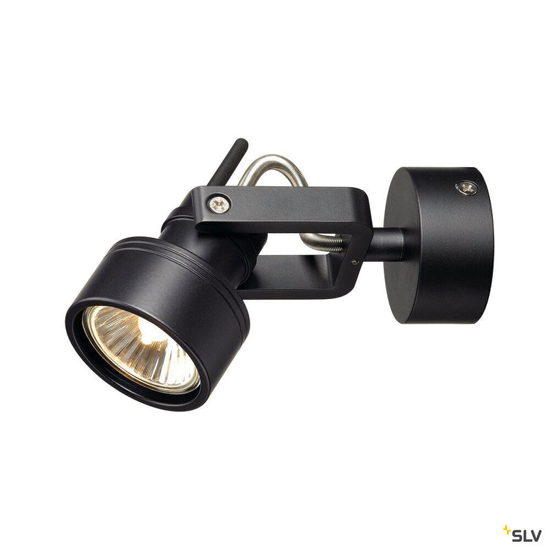 INDA, wall and ceiling light, spot, QPAR51, matt black, max. 50 W