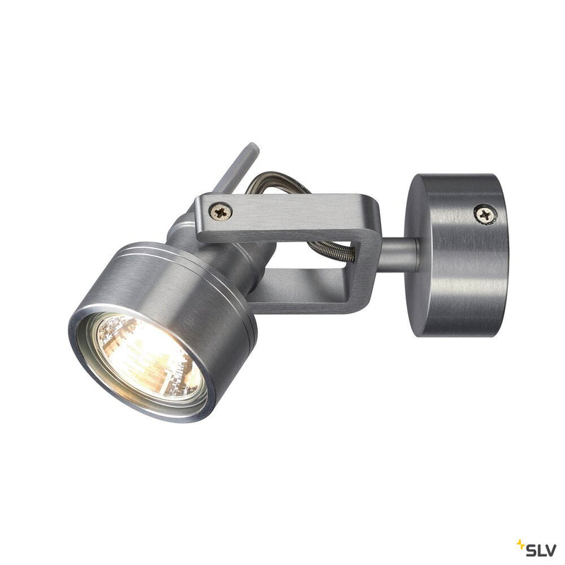 INDA, wall and ceiling light, spot, QPAR51, brushed aluminium, max. 50 W
