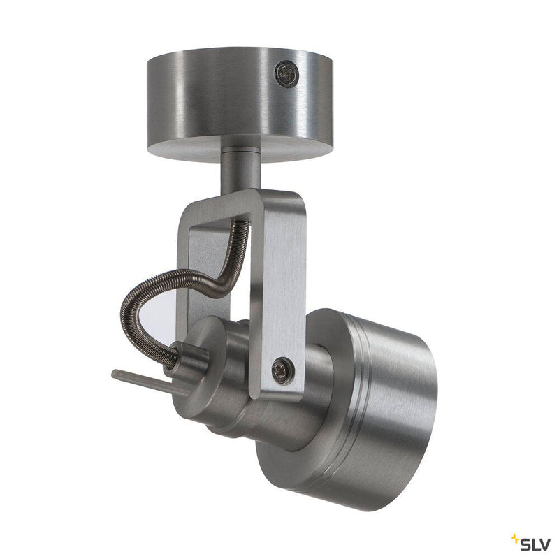 INDA, wall and ceiling light, spot, QPAR51, brushed aluminium, max. 50 W