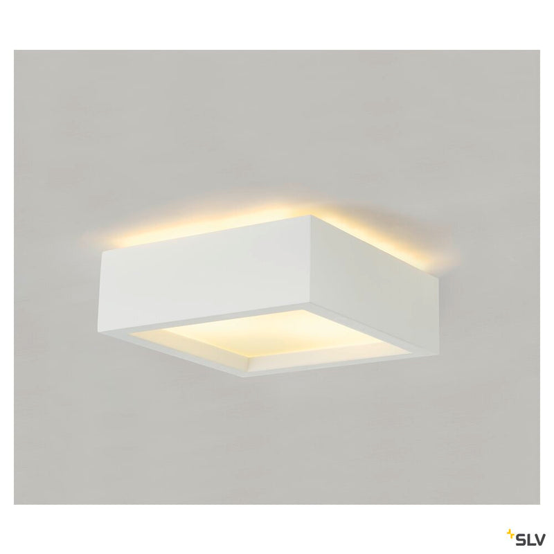 PLASTRA 104, ceiling light, TC-DSE, square, white plaster, max. 50 W