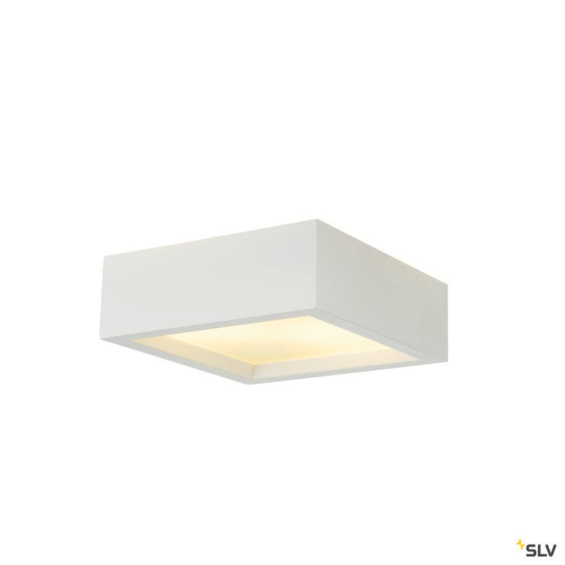 PLASTRA 104, ceiling light, TC-DSE, square, white plaster, max. 50 W
