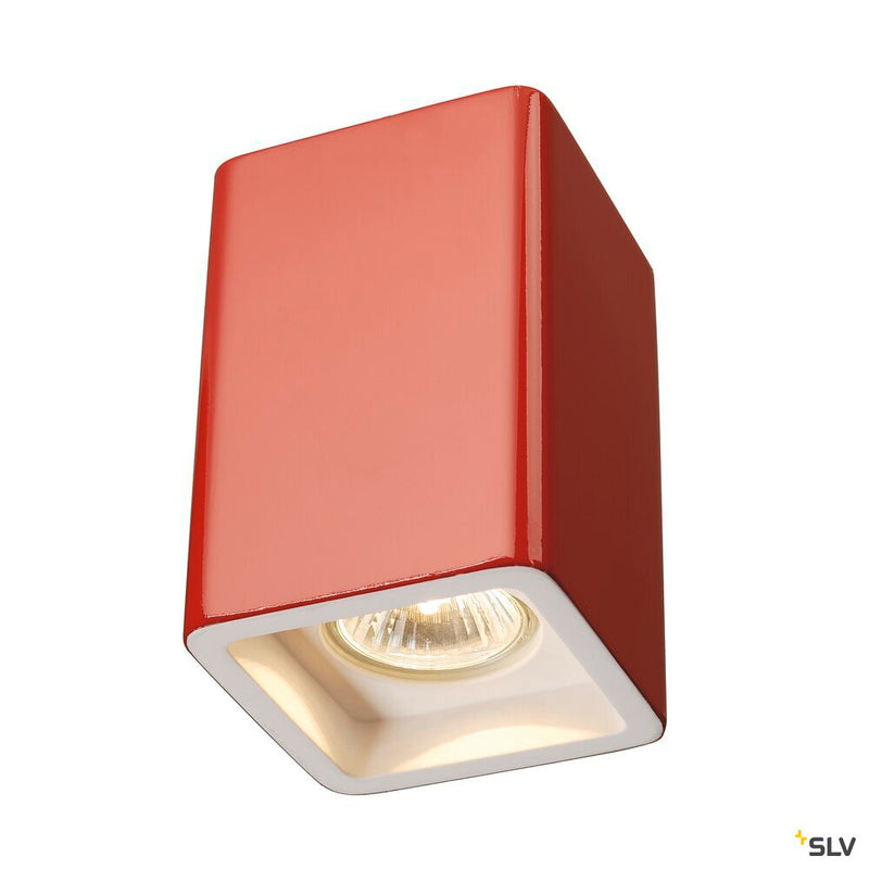 PLASTRA, ceiling light, QPAR51, square, white plaster, max. 35 W