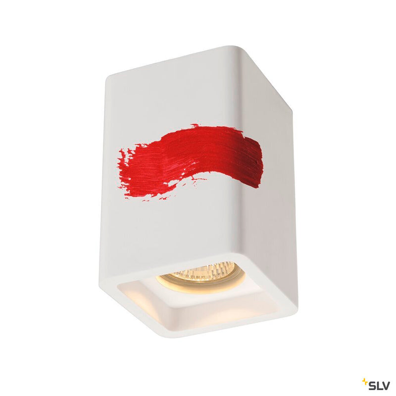 PLASTRA, ceiling light, QPAR51, square, white plaster, max. 35 W