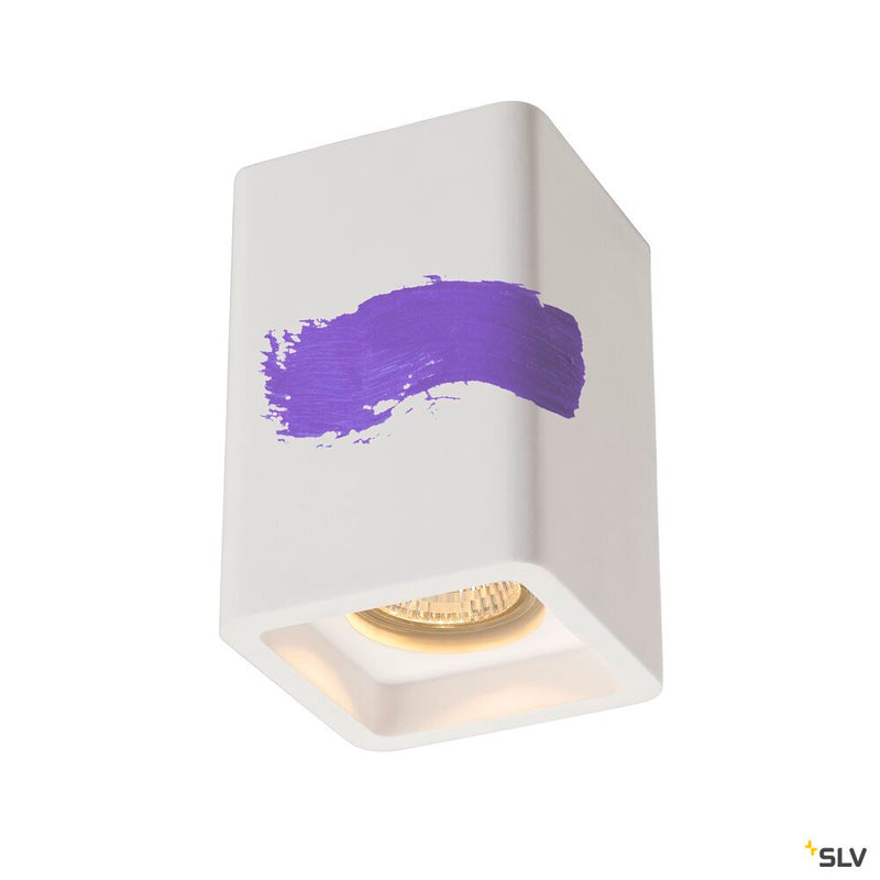 PLASTRA, ceiling light, QPAR51, square, white plaster, max. 35 W