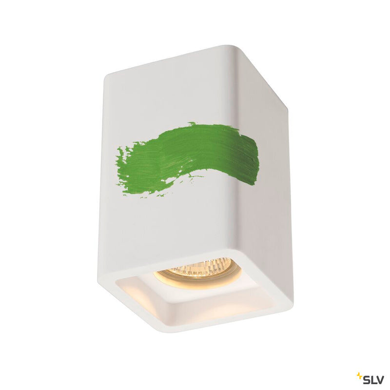 PLASTRA, ceiling light, QPAR51, square, white plaster, max. 35 W