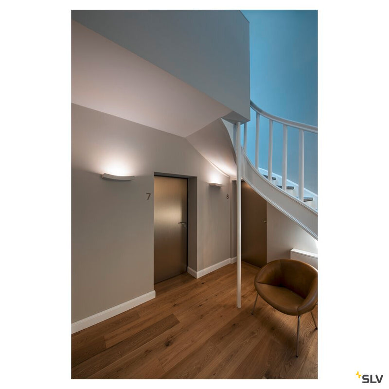 PLASTRA 102 CURVE, wall light, white plaster, QT-DE12, max. 100 W