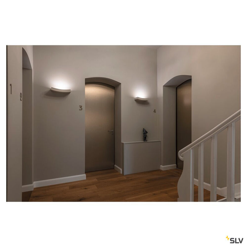PLASTRA 102 CURVE, wall light, white plaster, QT-DE12, max. 100 W