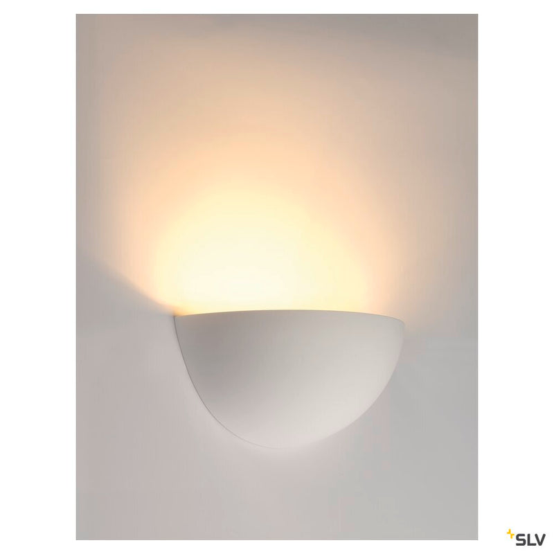 PLASTRA 101, wall light, C35, half-round, white plaster, max. 40 W