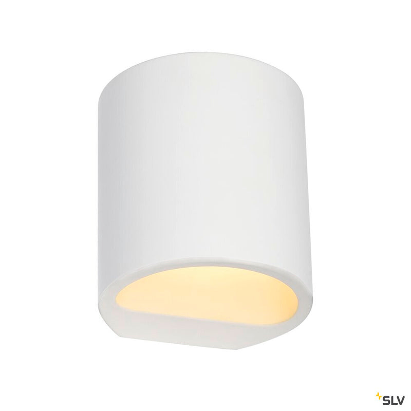 PLASTRA 104, wall light, QT14, round, white plaster, QT14, max. 42 W