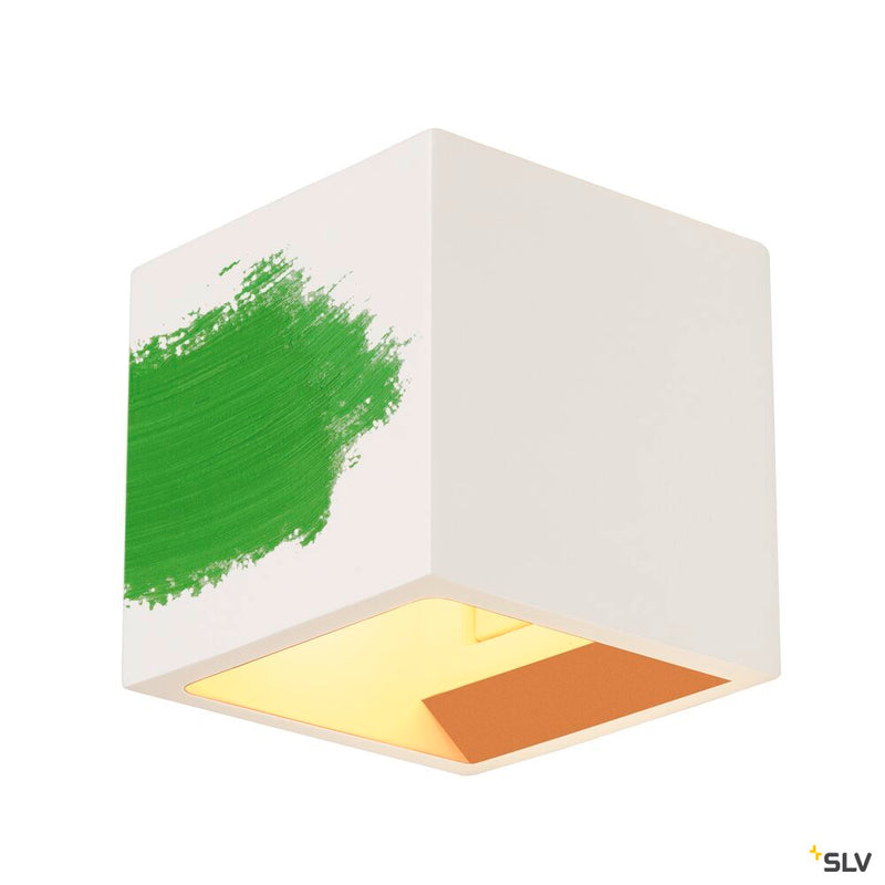 PLASTRA wall light, QPAR51, square, Cube, white plaster, max. 42 W