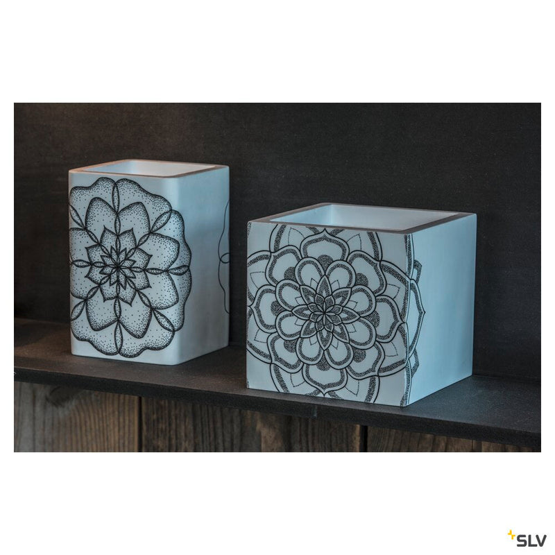 PLASTRA wall light, QPAR51, square, Cube, white plaster, max. 42 W