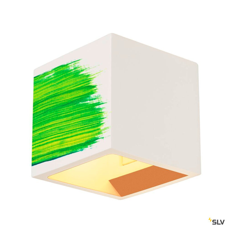 PLASTRA wall light, QPAR51, square, Cube, white plaster, max. 42 W