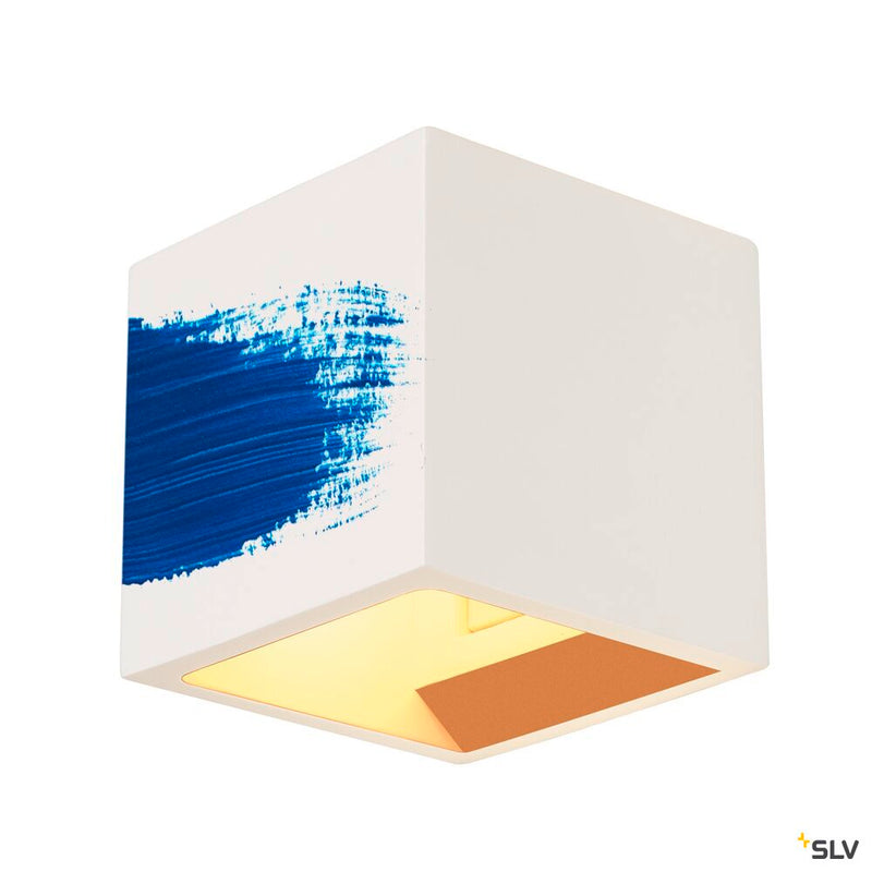 PLASTRA wall light, QPAR51, square, Cube, white plaster, max. 42 W