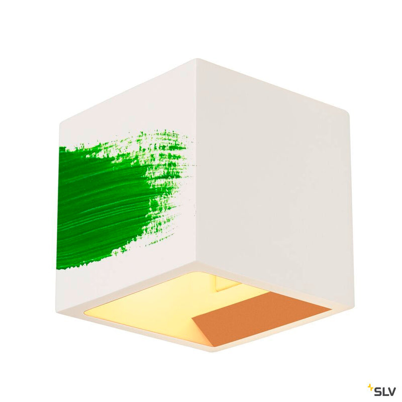 PLASTRA wall light, QPAR51, square, Cube, white plaster, max. 42 W