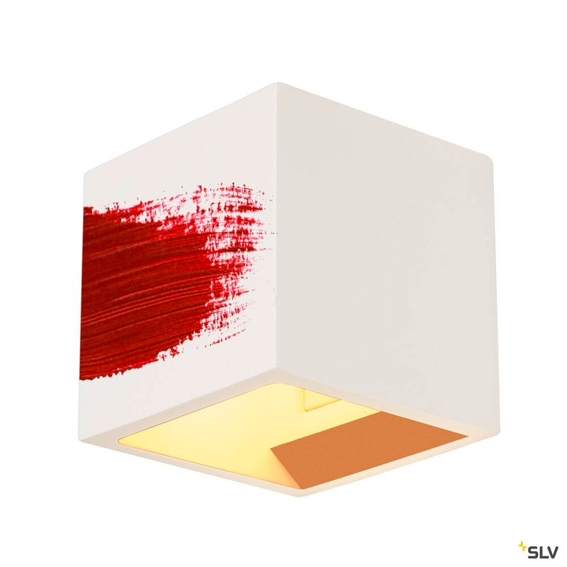 PLASTRA wall light, QPAR51, square, Cube, white plaster, max. 42 W