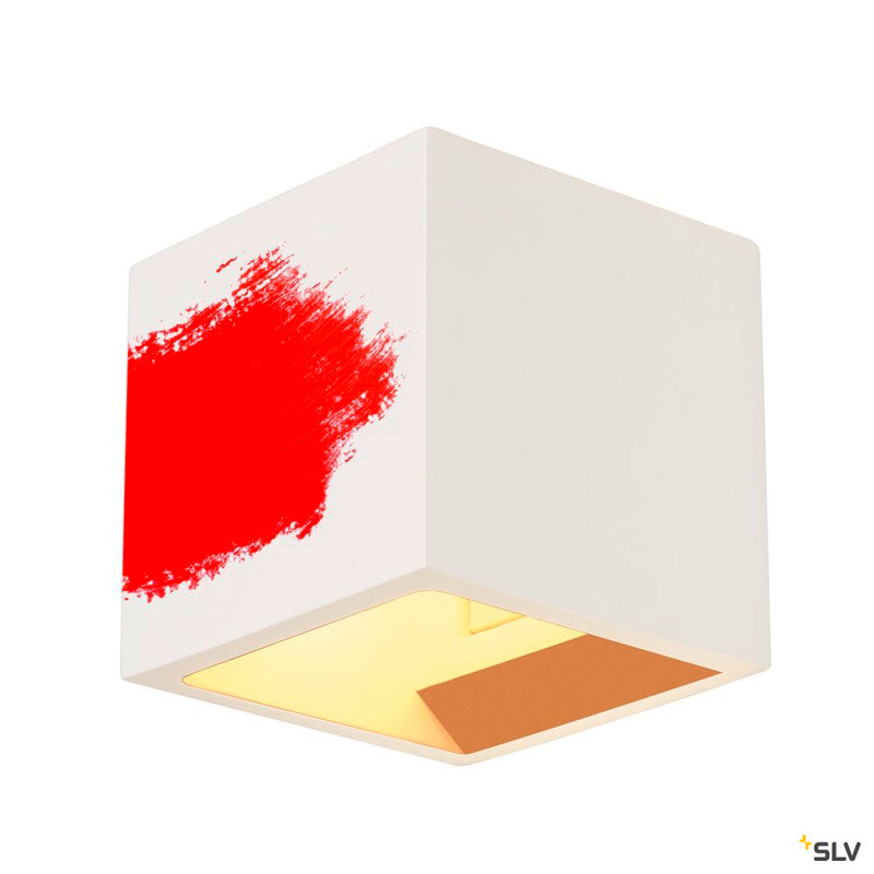 PLASTRA wall light, QPAR51, square, Cube, white plaster, max. 42 W