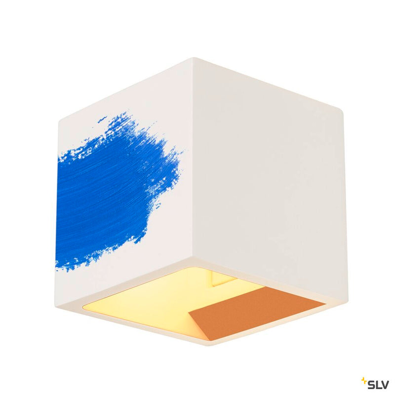 PLASTRA wall light, QPAR51, square, Cube, white plaster, max. 42 W