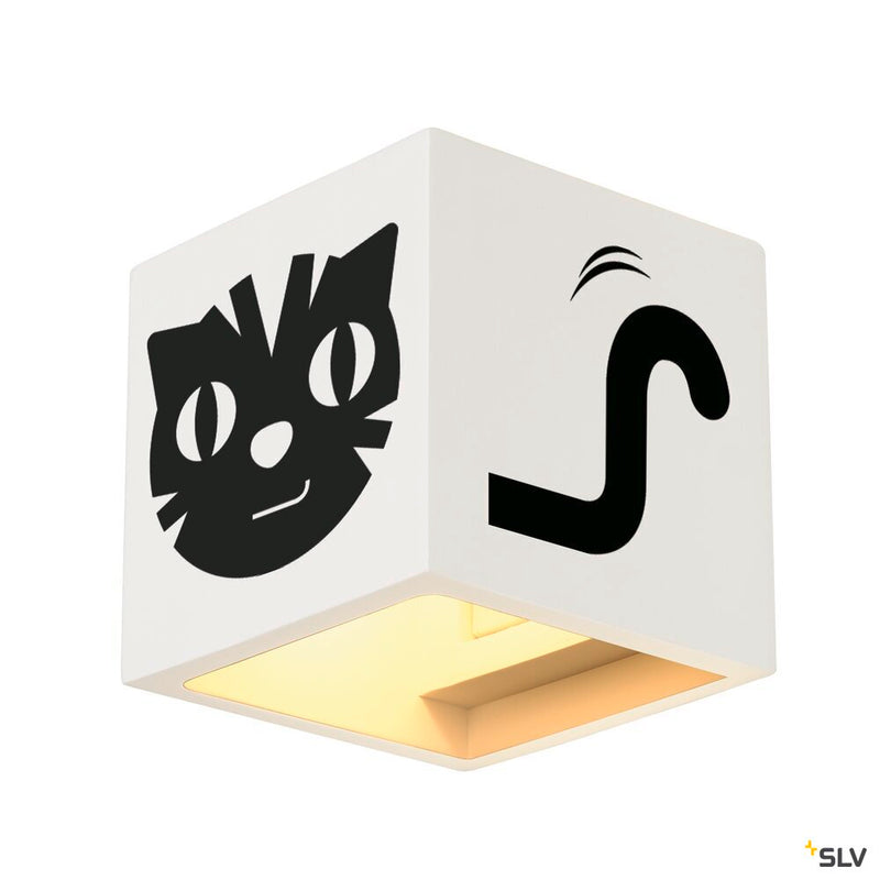 PLASTRA wall light, QPAR51, square, Cube, white plaster, max. 42 W