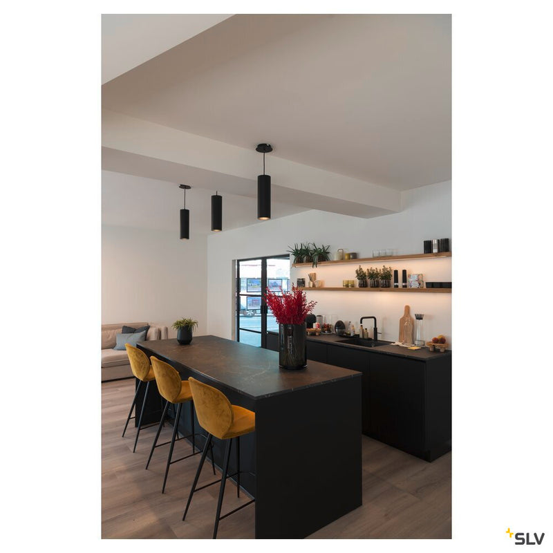 ENOLA pendant, A60, round, matt black, E27, max. 60W, incl. black canopy