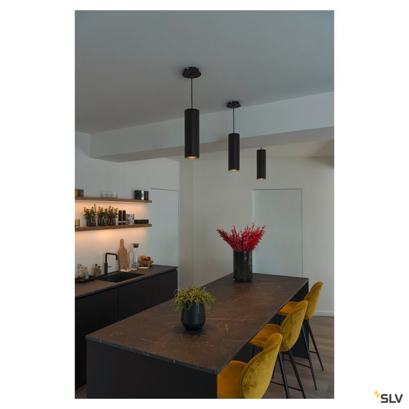 ENOLA pendant, A60, round, matt black, E27, max. 60W, incl. black canopy