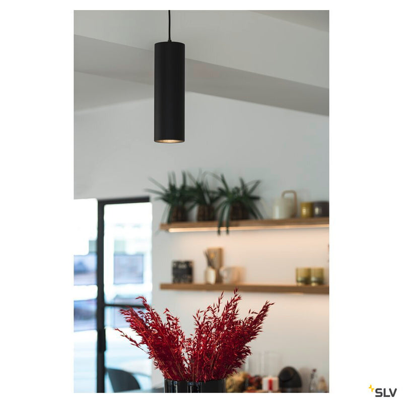 ENOLA pendant, A60, round, matt black, E27, max. 60W, incl. black canopy