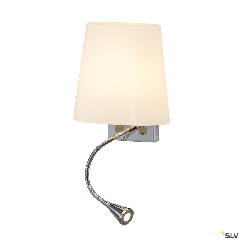 COUPA FLEX wall light, QT14, 3000K, chrome, frosted glass, 43W,