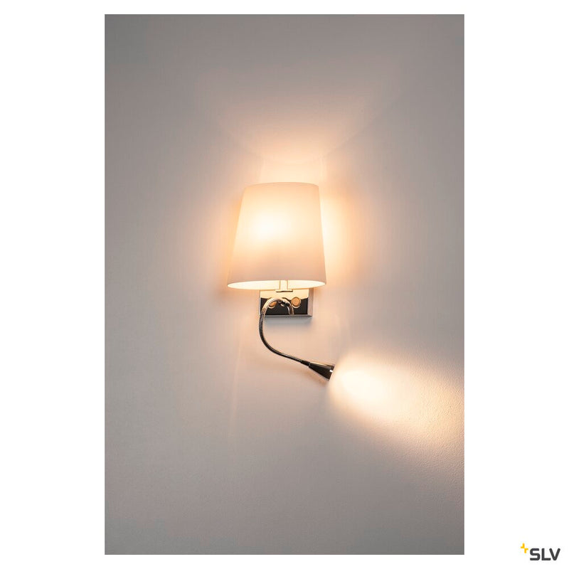 COUPA FLEX wall light, QT14, 3000K, chrome, frosted glass, 43W,
