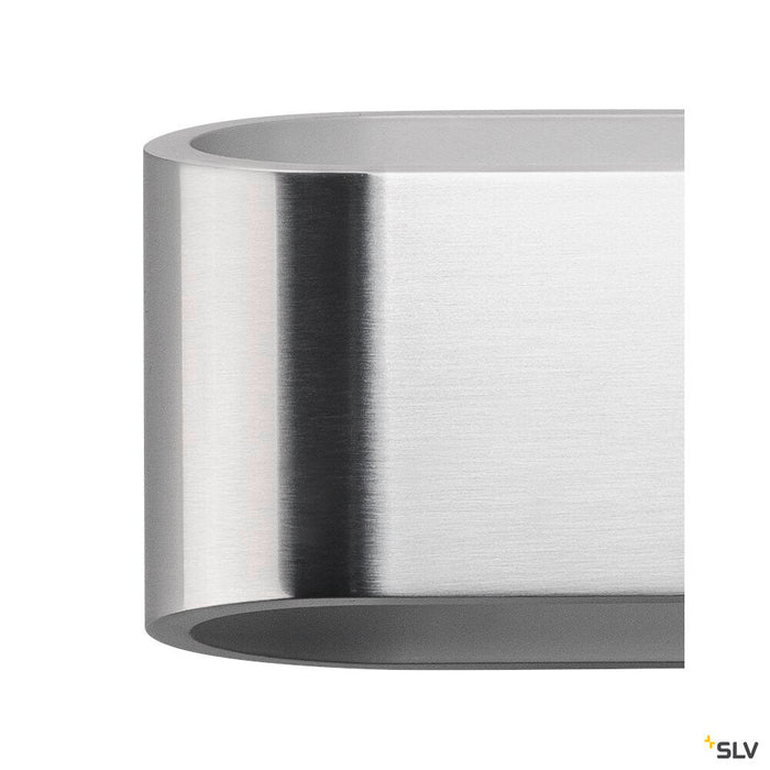 ASSO 300 wall light, LED, 3000K, oval, brushed aluminium /white, L/W/H 30/9.5/7 cm