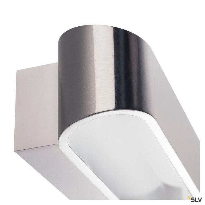 ASSO 300 wall light, LED, 3000K, oval, brushed aluminium /white, L/W/H 30/9.5/7 cm