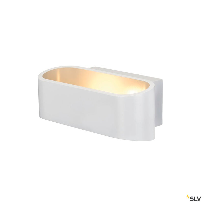 ASSO 70 wall light, LED, 3000K, oval, white, L/W/H 18/9.5/7.1 cm