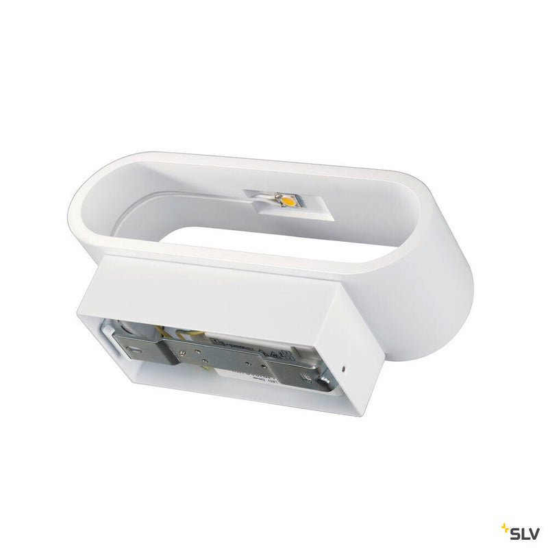 ASSO 70 wall light, LED, 3000K, oval, white, L/W/H 18/9.5/7.1 cm
