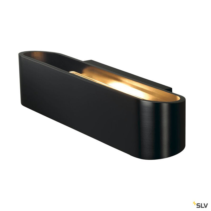 OSSA 300 wall light, QT-DE12, oval, up/down, black, L/W/H 30/8/6.5 cm, max. 120W